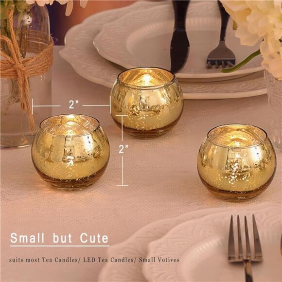 Gold Votive Candle Holders 12pcs -Gold Tealight Candle Holders,​ Decorations - Picture 2 of 7